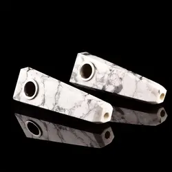 Flat head natural quartz white turquoise stone smoking crystal pipes